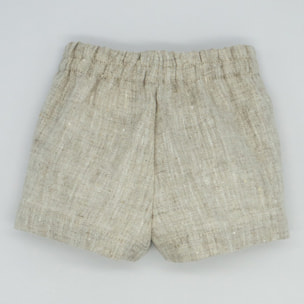 BERMUDA BOLSILLO BOTÓN MADERA LINO RÚSTICO NATURAL