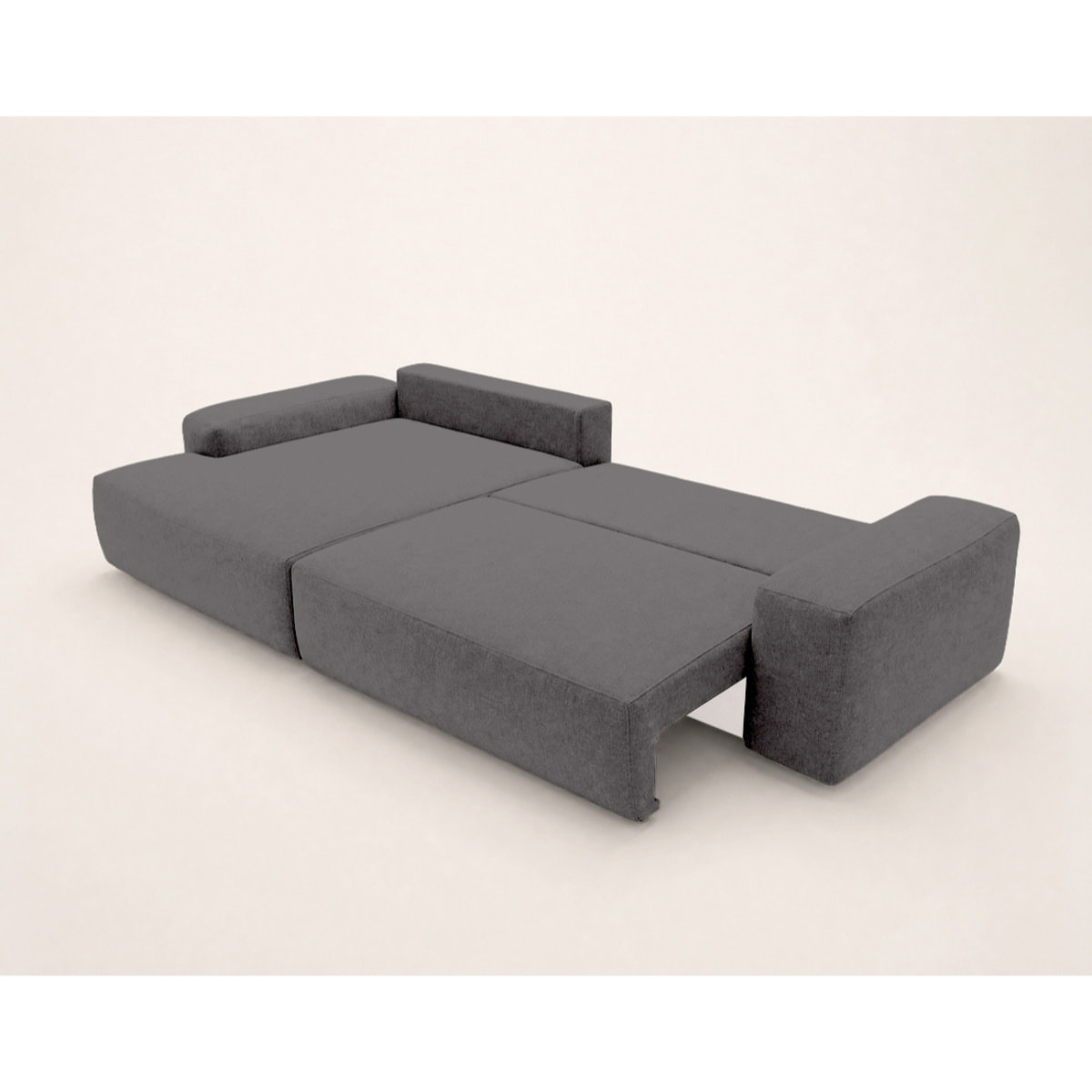 Tama - Canapé d'angle gauche 4 places convertible avec coffre en tissu - Gris