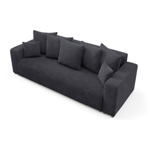 GLORIA - Canapé droit convertible 3 places en tissu noir