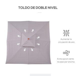 Sombrilla Dos Niveles de Poliéster 3x3m Gris Claro