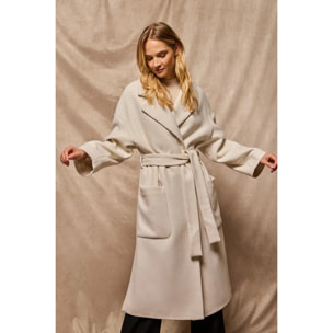 Abrigo largo Carrie beige de paño y detalles Polo Club