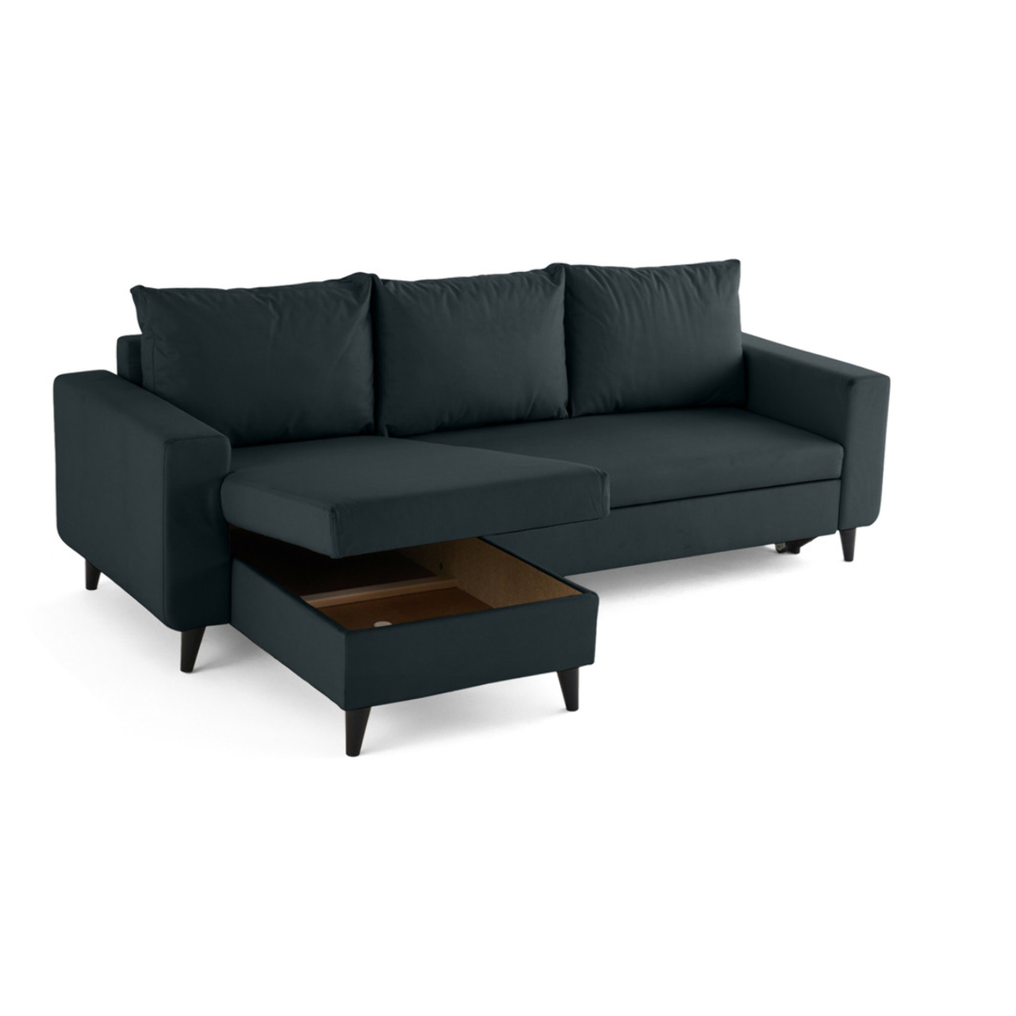 Nordic - canapé d'angle réversible 4 places - convertible avec coffre - en simili - Gris Anthracite