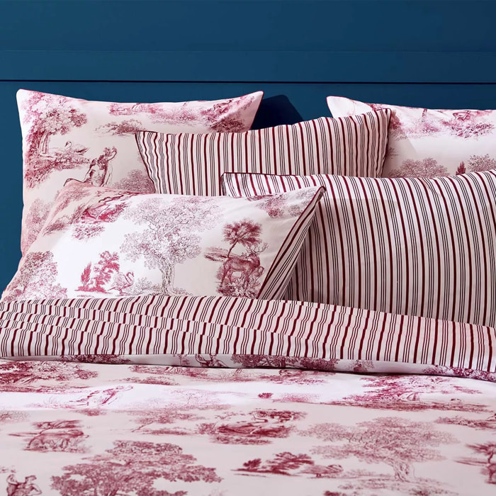 Taie d'oreiller percale de coton 115 g/m² imprimé rouge Poesie rosso