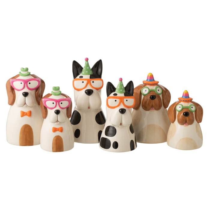 J-Line Vase Chien Lunettes - céramique - multicolore - 3 pièces