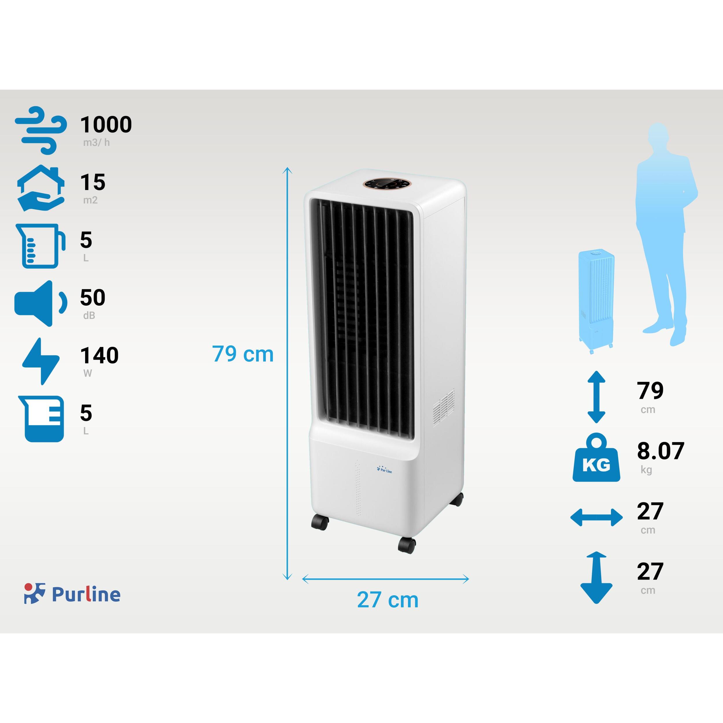 Rafraichisseur d'air par évaporation à débit élevé avec purificateur