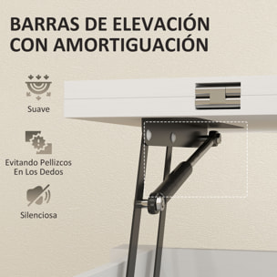 Mesa de Centro Elevable y Extensible, Mesa de Salón con Compartimentos Ocultos, Estante Abierto, para Comedor, Oficina, 100x90x64 cm, Blanco