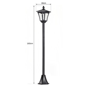 Outsunny Luminaire extérieur solaire lampadaire lanterne classique LED 40 Lm dim. 18L x 18l x 160H cm noir