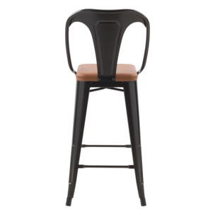 Lot de 2 chaises pour îlot central 68 cm noires et marron - Charly