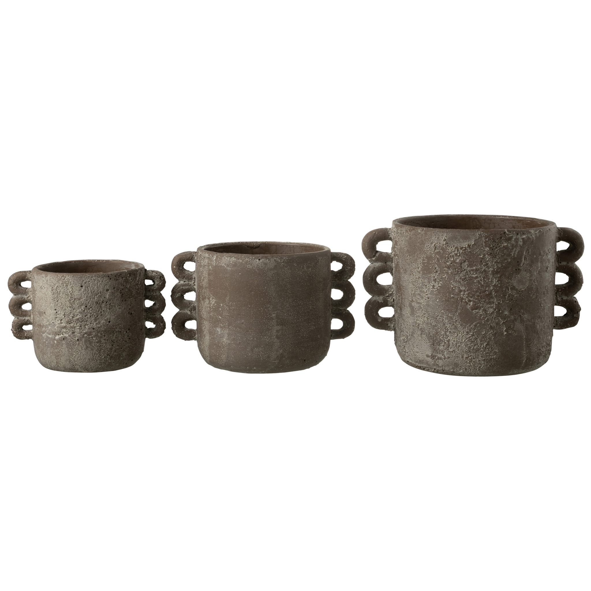 J-Line cache-pot Celia - céramique - marron - large - Ø 30 cm