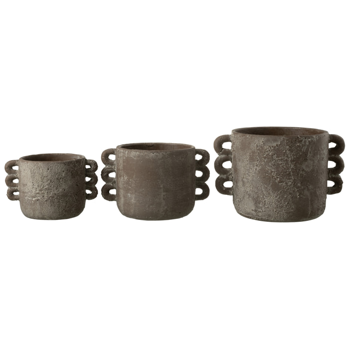 J-Line cache-pot Celia - céramique - marron - large - Ø 30 cm