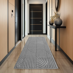 HELIX - Tapis moderne effet laine bouclé à motif géométrique en relief gris