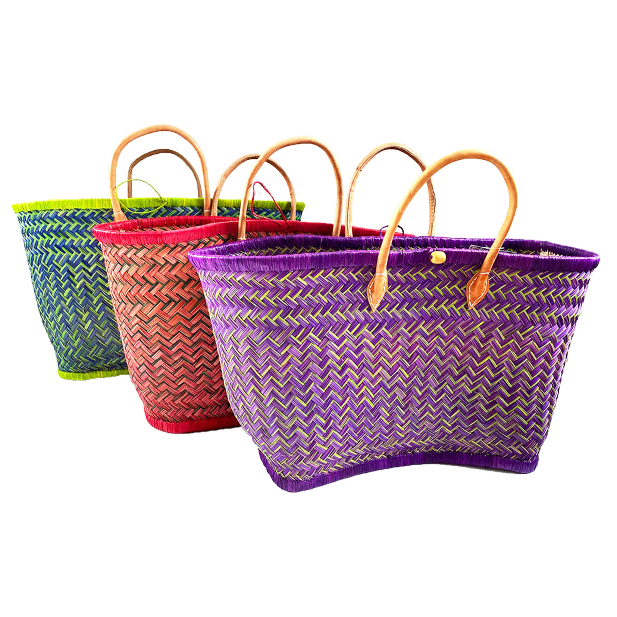 Panier artisanal de Madagascar - Aravola Luxe Tutti Frutti GM Bleu