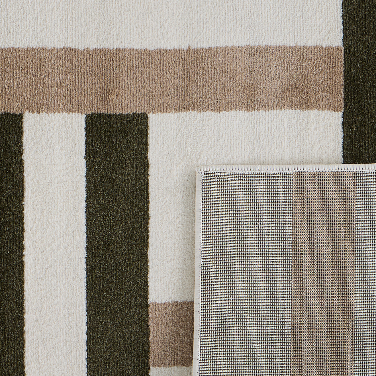 SANTAL - Tapis de salon vert à motif géométrique