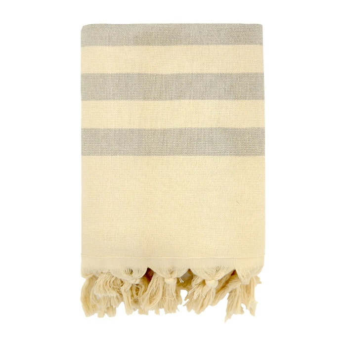 Fouta doublée éponge - Fidji Taupe - 90x160cm - 340g/m²