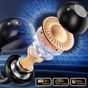 M100 Auriculares Bluetooth 5.4 Aitranslate con sonido ACS 360º, sonido direccional. Reducción ruido. Traductor AI.