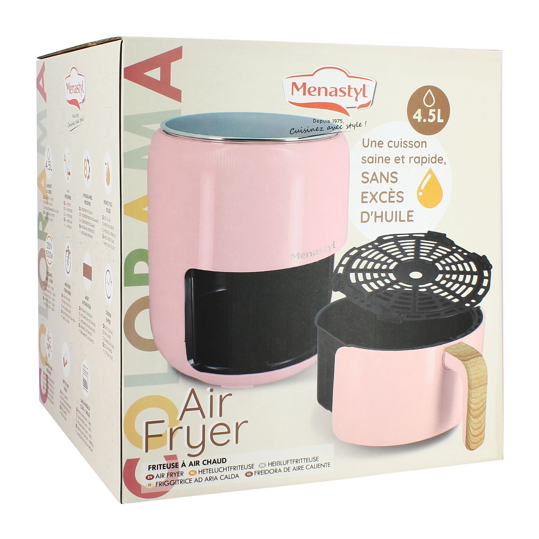 Friteuse sans huile 4,5L rose COLORAMA