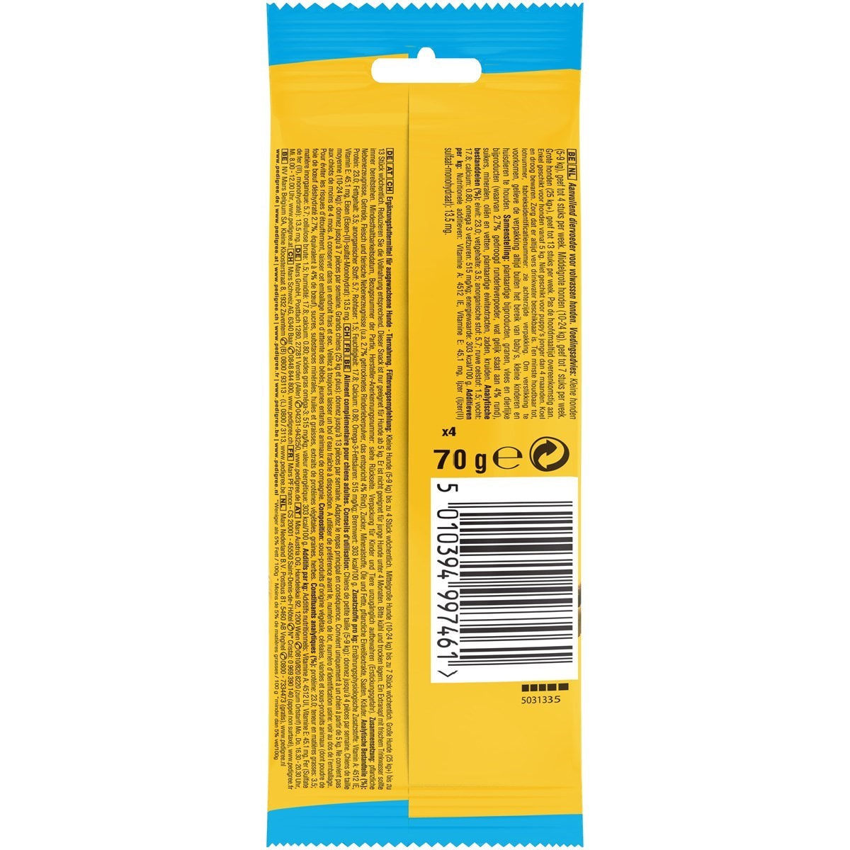 PEDIGREE Récompenses grand chien: 70 Dentastix+Friandises(4x10)+Biscuits(6x500g)