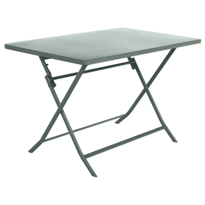 Table de jardin pliante rectangulaire "Greensboro" vert olive 4 places en acier traité époxy