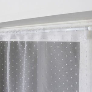 Paire de petits vitrages à plumetis en organza - Blanc