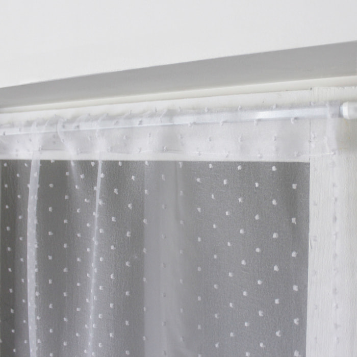 Paire de petits vitrages à plumetis en organza - Blanc