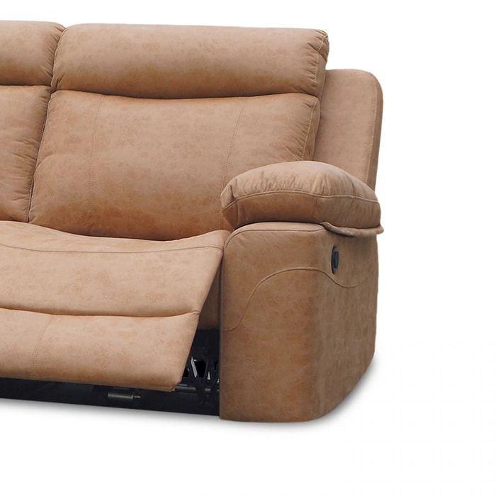 Sofá relax eléctrico con chaiselongue derecho Nellie 3 plazas Piedra