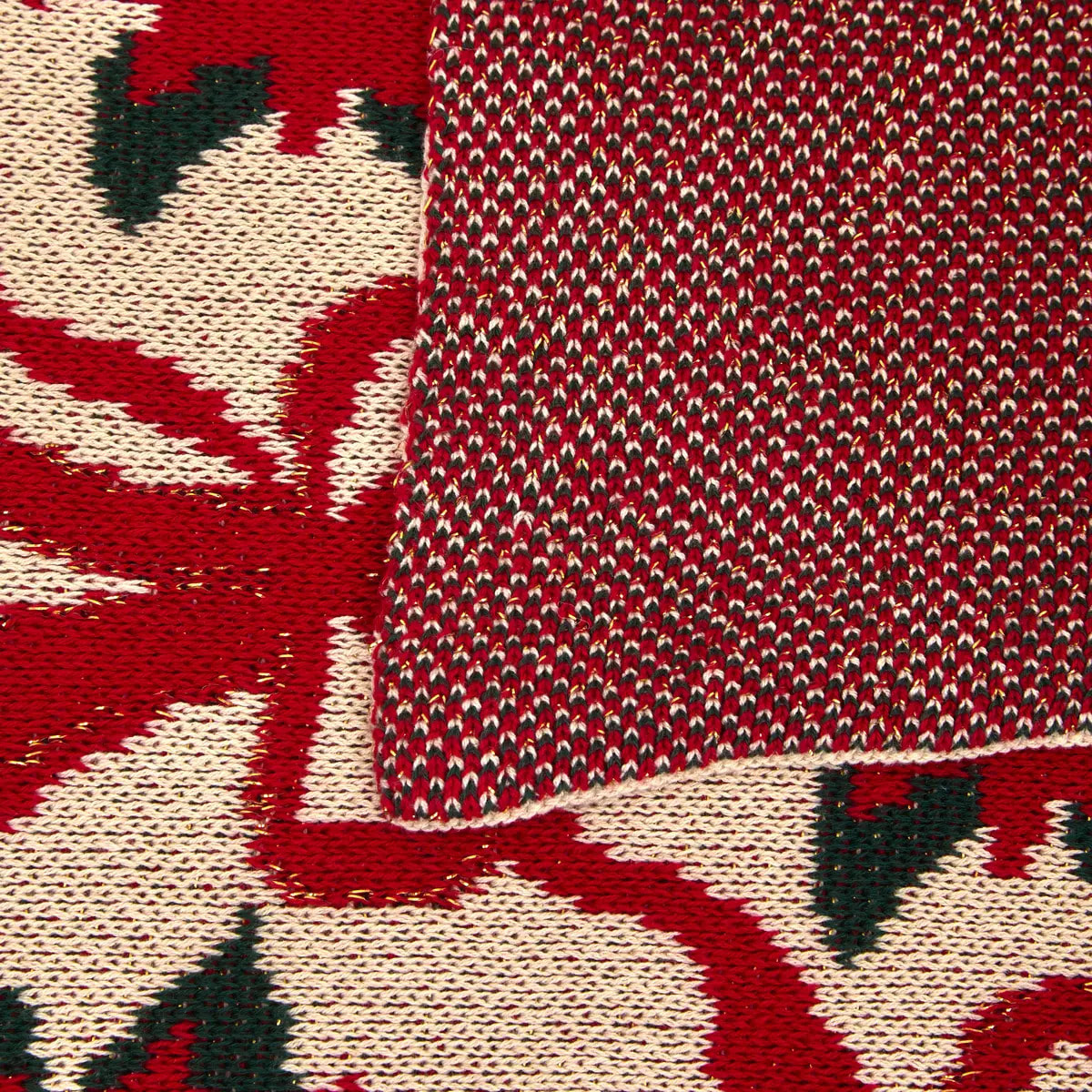 Plaid de Noël en tricot motif poinsettia 130 x 170 cm