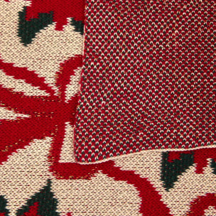 Plaid de Noël en tricot motif poinsettia 130 x 170 cm