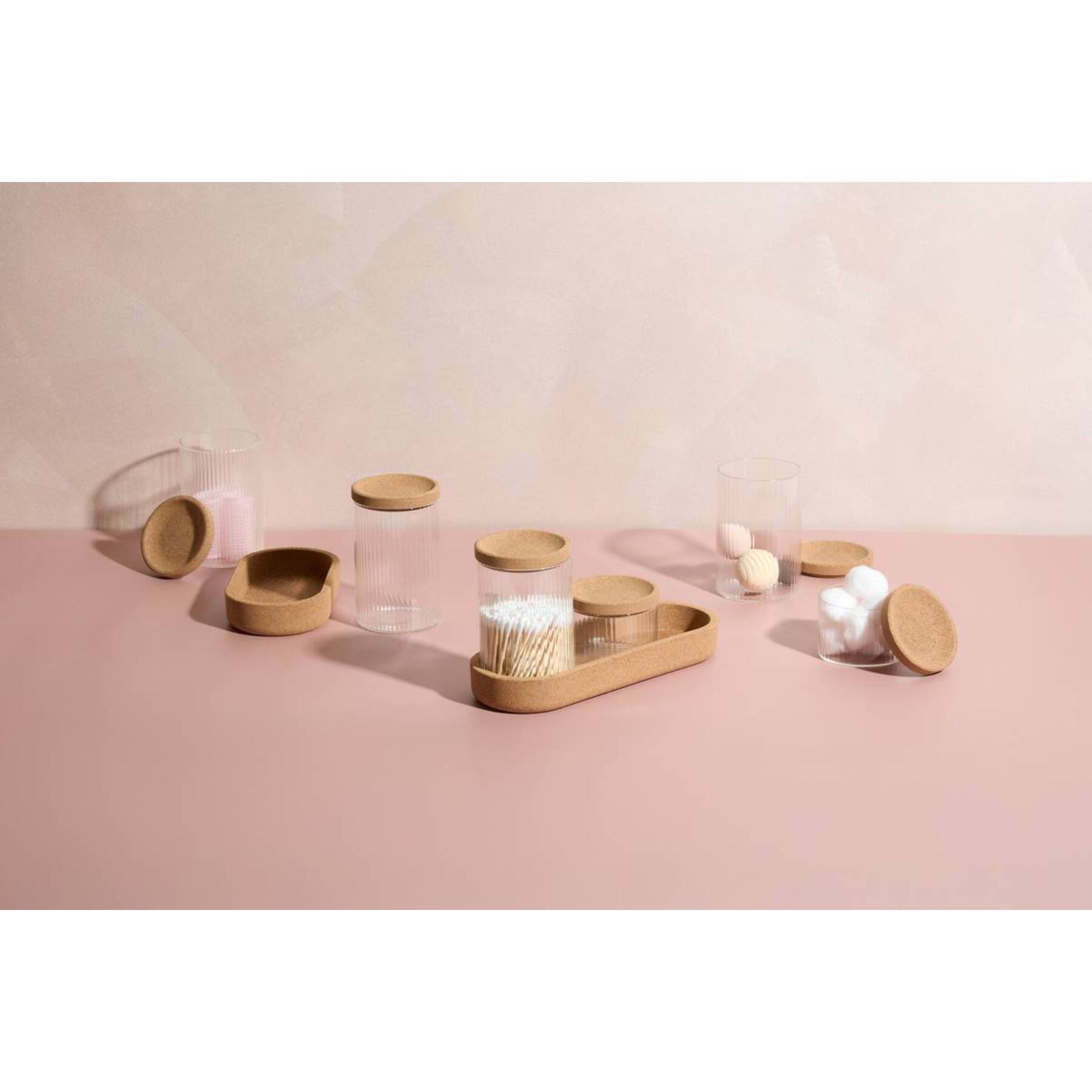 Lot de 2 organiseurs en verre avec support liège