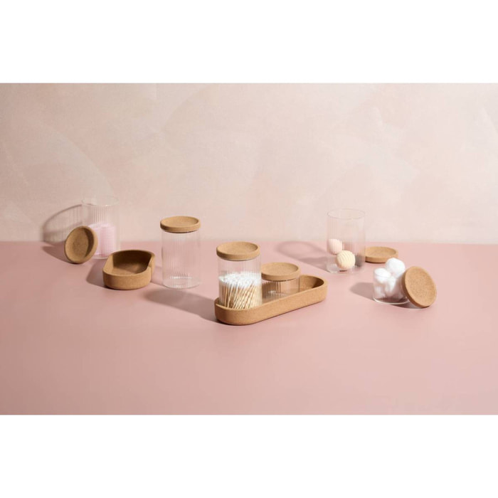 Lot de 2 organiseurs en verre avec support liège