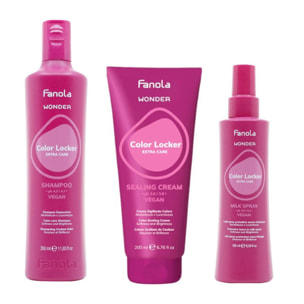 FANOLA Kit Wonder Color Locker Shampoo 350ml + Crema sigillante 200ml + Spray 195m