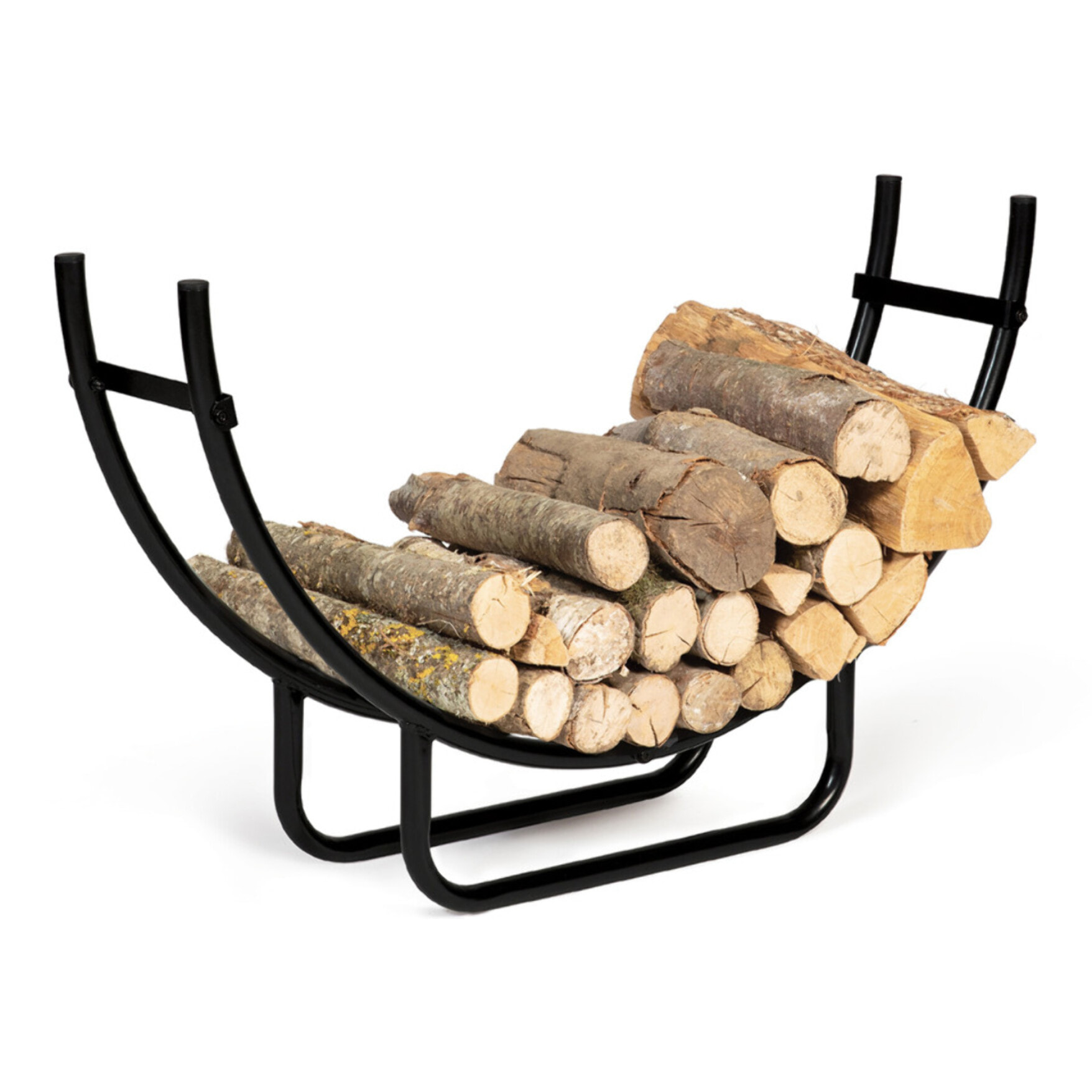 Range bûches arche noir en acier