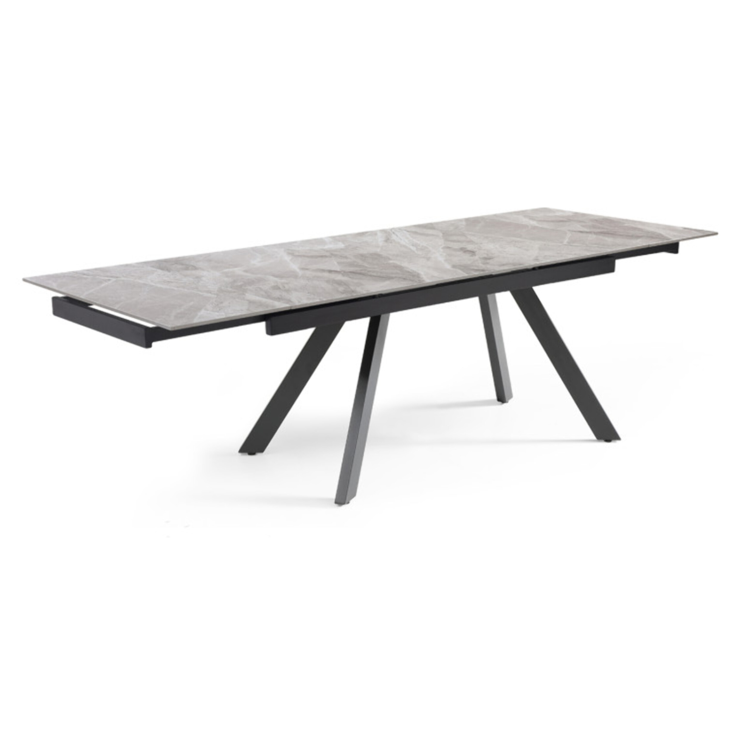 Table extensible céramique gris marbré 180/260 cm - 8 piètements - UNIK