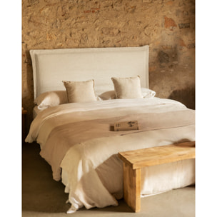 Cabecero tapizado desenfundable de lino blanco de varias medidas