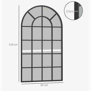 Espejo Decorativo de Pared 65x110 cm Espejo de Ventana de Metal para Salón Dormitorio Entrada Estilo Moderno Negro