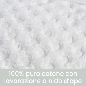 INTRECCI Accappatoio Tinta Unita Nido d’Ape 100% Cotone, Accappatoio Unisex Adulto con Cappuccio e Cinture Taglia M, Bianco
