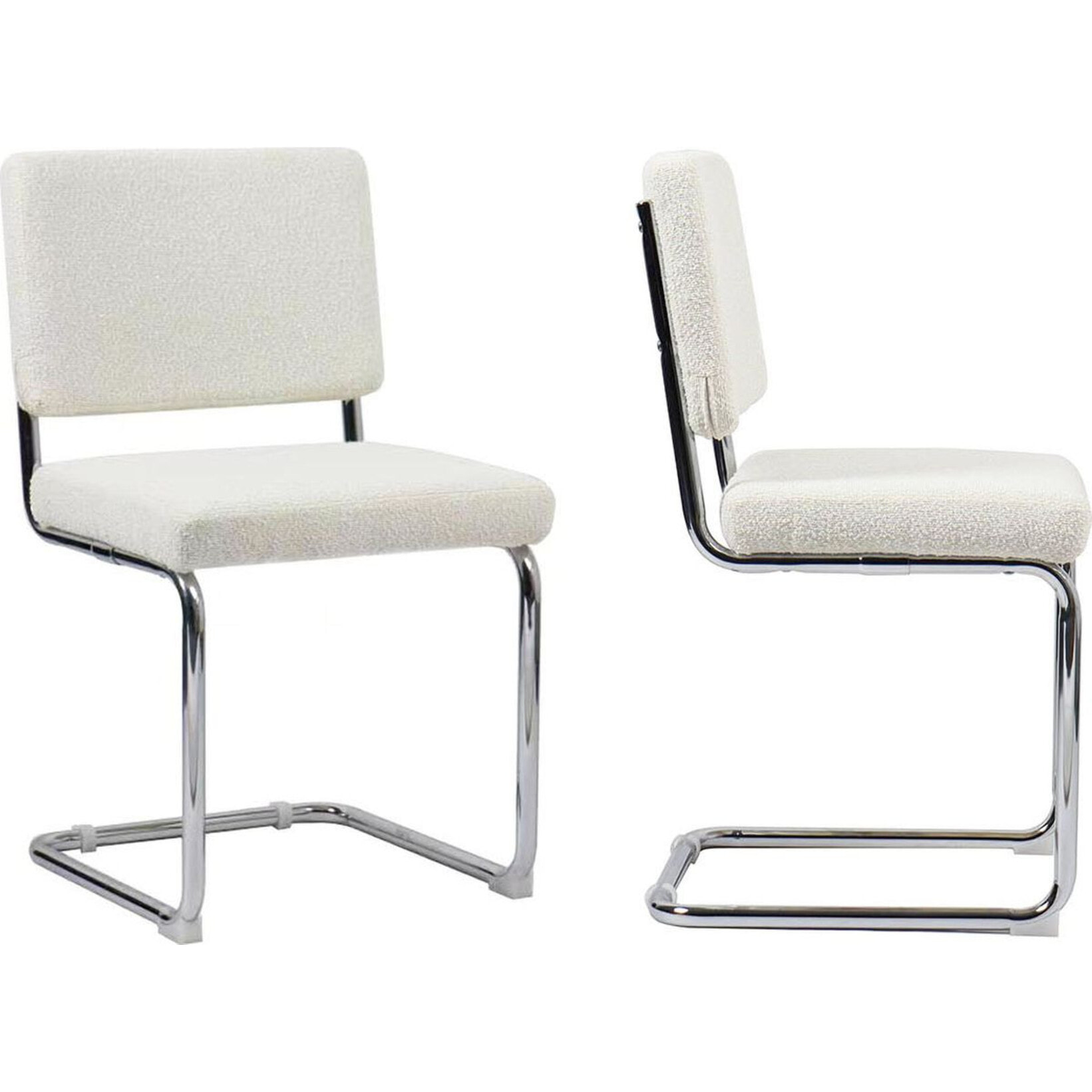 Lot de 2 chaises en tissu bouclé et métal chromé - DULCE