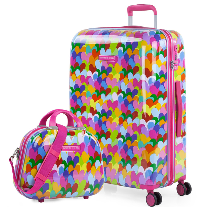 Maleta Pc Mediana Agatha Ruiz De La Prada Corazones Fucsiaes Fucsia