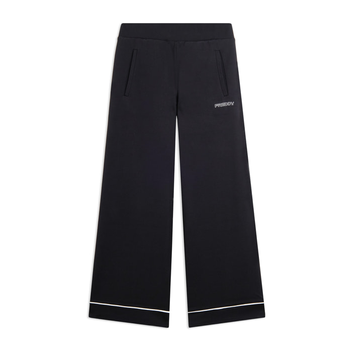 Pantaloni Sportivi Wide Leg Cropped con tasche interne