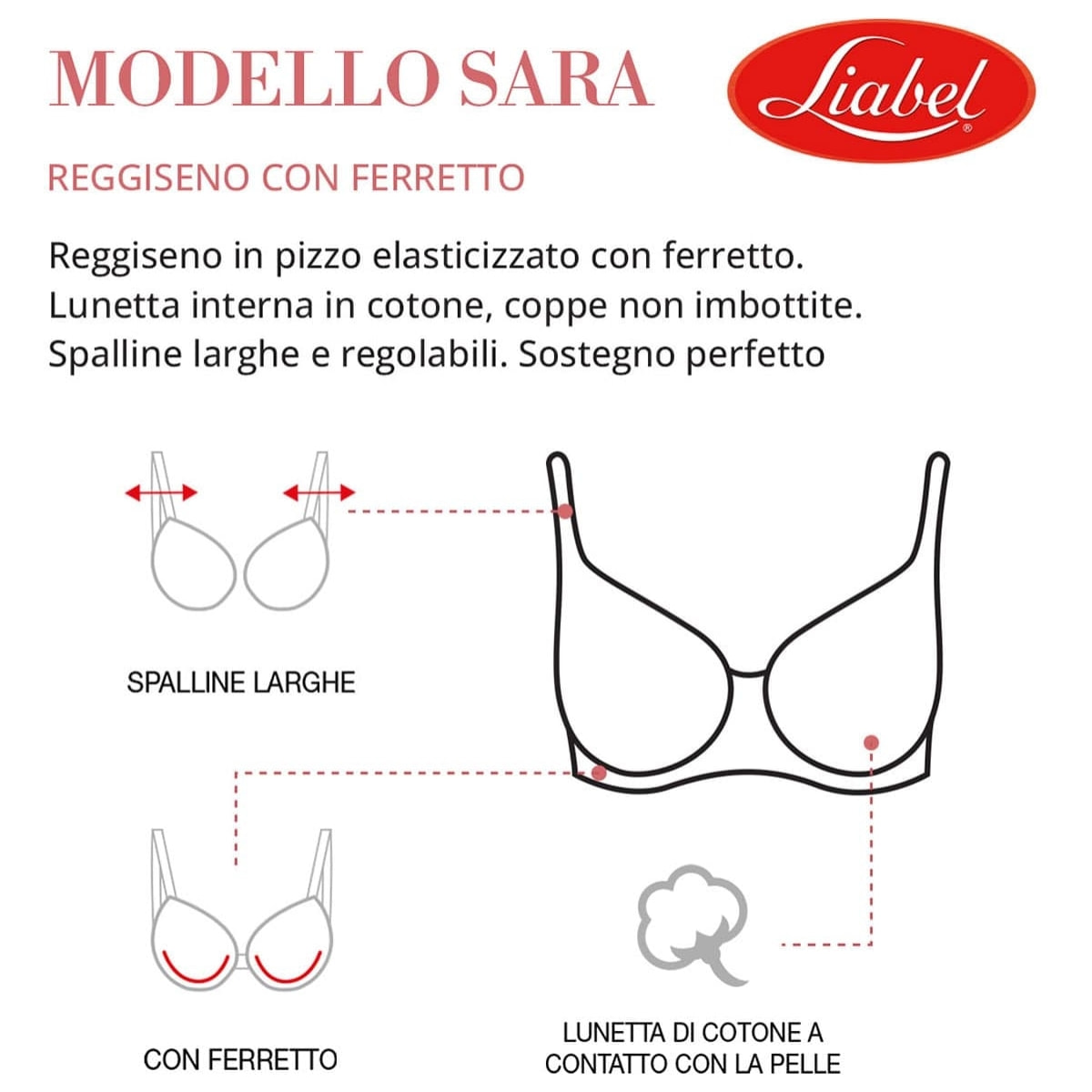 3 Reggiseni Donna LIABEL Art. Sara Coppa C