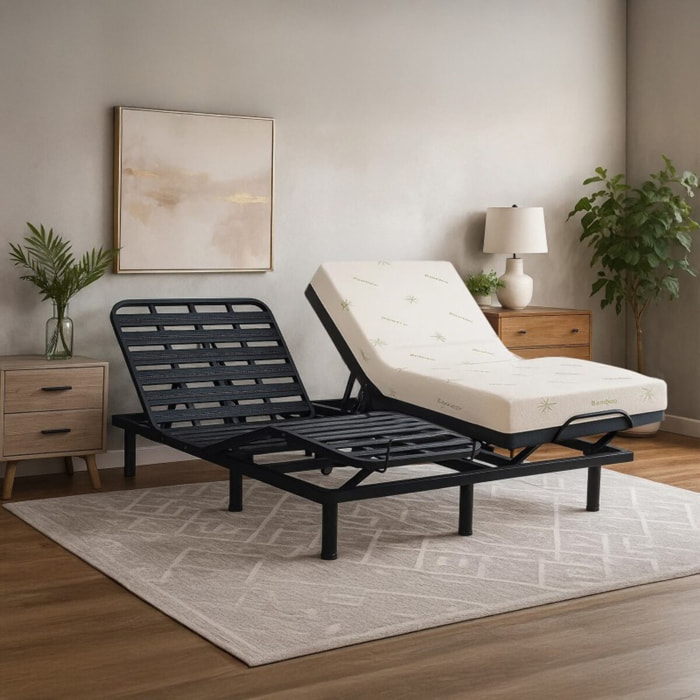 Lit Électrique Orthoflex avec Matelas Bambou| Sommier à lattes en bois de pin