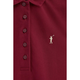 Vestito corto granate smanicato con colletto a polo e logo Rigby Go