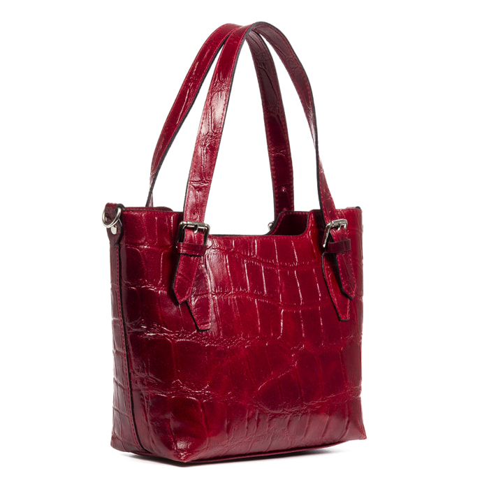 Arezzo Bolso tote Mujer.Piel auténtica Gamuza Grabado Cocodrilo Grande  Camoscio