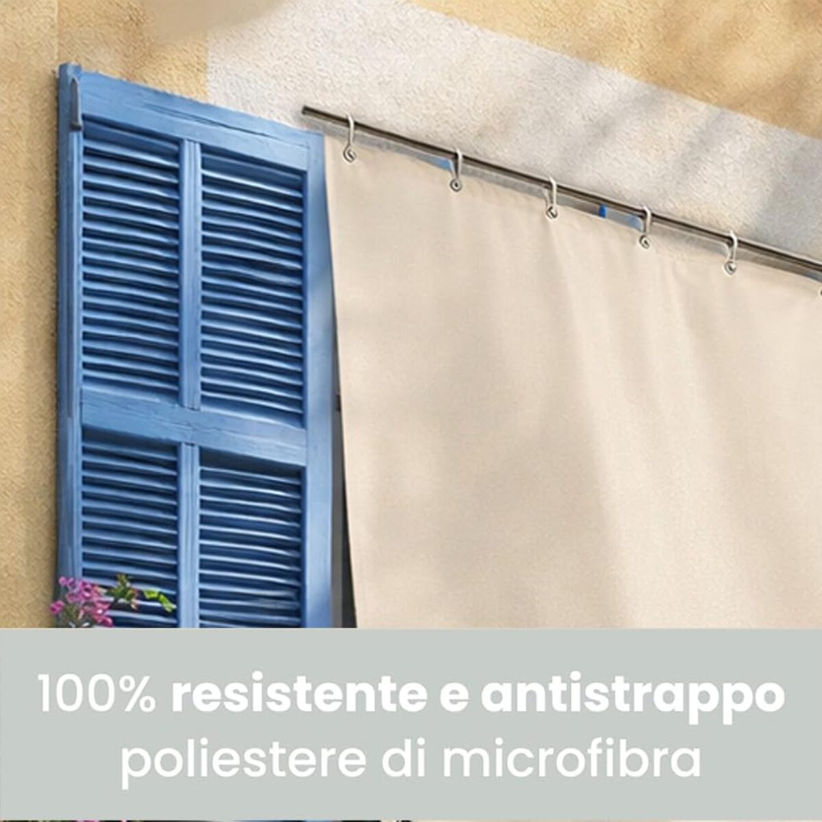 Intrecci Tenda da Sole per Esterno Impermeabile a Caduta con Occhielli, Panna