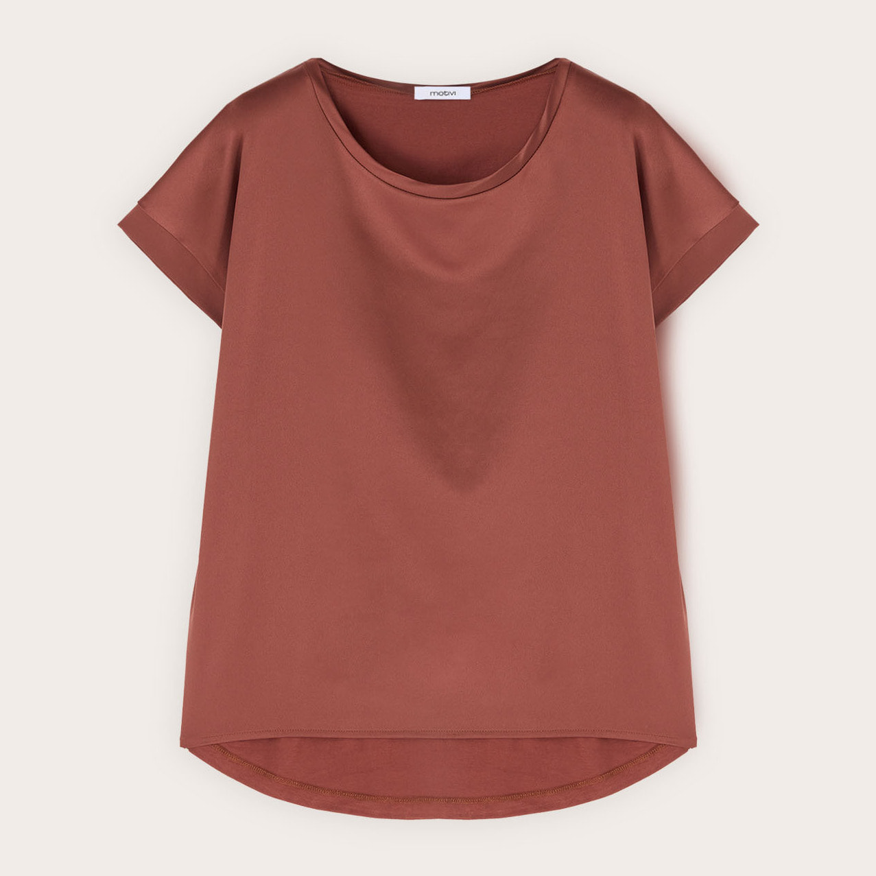 Motivi - T-shirt bimaterica - Marrone