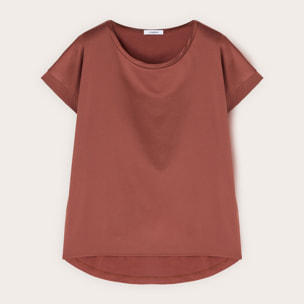 Motivi - T-shirt bimaterica - Marrone