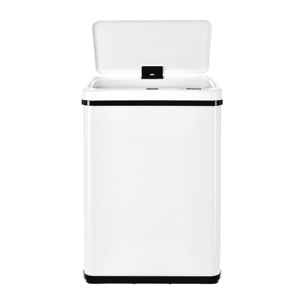 Cubo de basura inteligente sin patas con apertura automática o contacto manual, blanco.