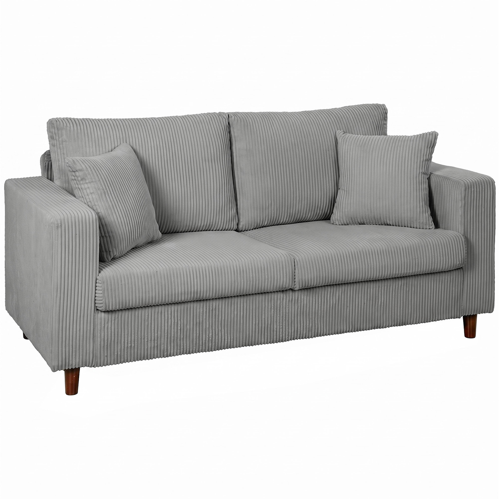 Sofá de 2 Plazas Tapizado en Pana, Sofá Moderno con Asiento Ancho y Profundo y Patas de Madera, Carga 240 kg para Dormitorio, Salón 170x80x82 cm, Gris Claro