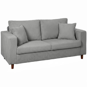 Sofá de 2 Plazas Tapizado en Pana, Sofá Moderno con Asiento Ancho y Profundo y Patas de Madera, Carga 240 kg para Dormitorio, Salón 170x80x82 cm, Gris Claro