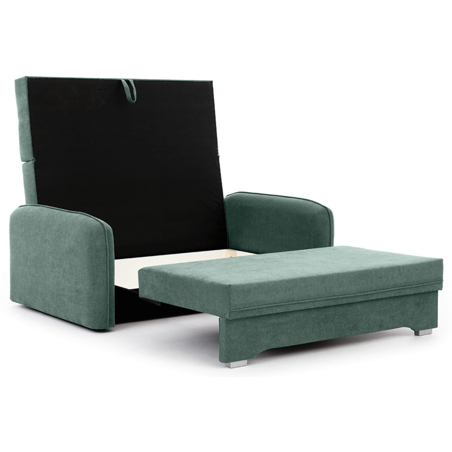 Michelle - canapé droit 3 places convertible avec coffre en velours - Vert