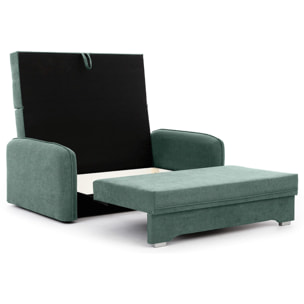 Michelle - canapé droit 3 places convertible avec coffre en velours - Vert